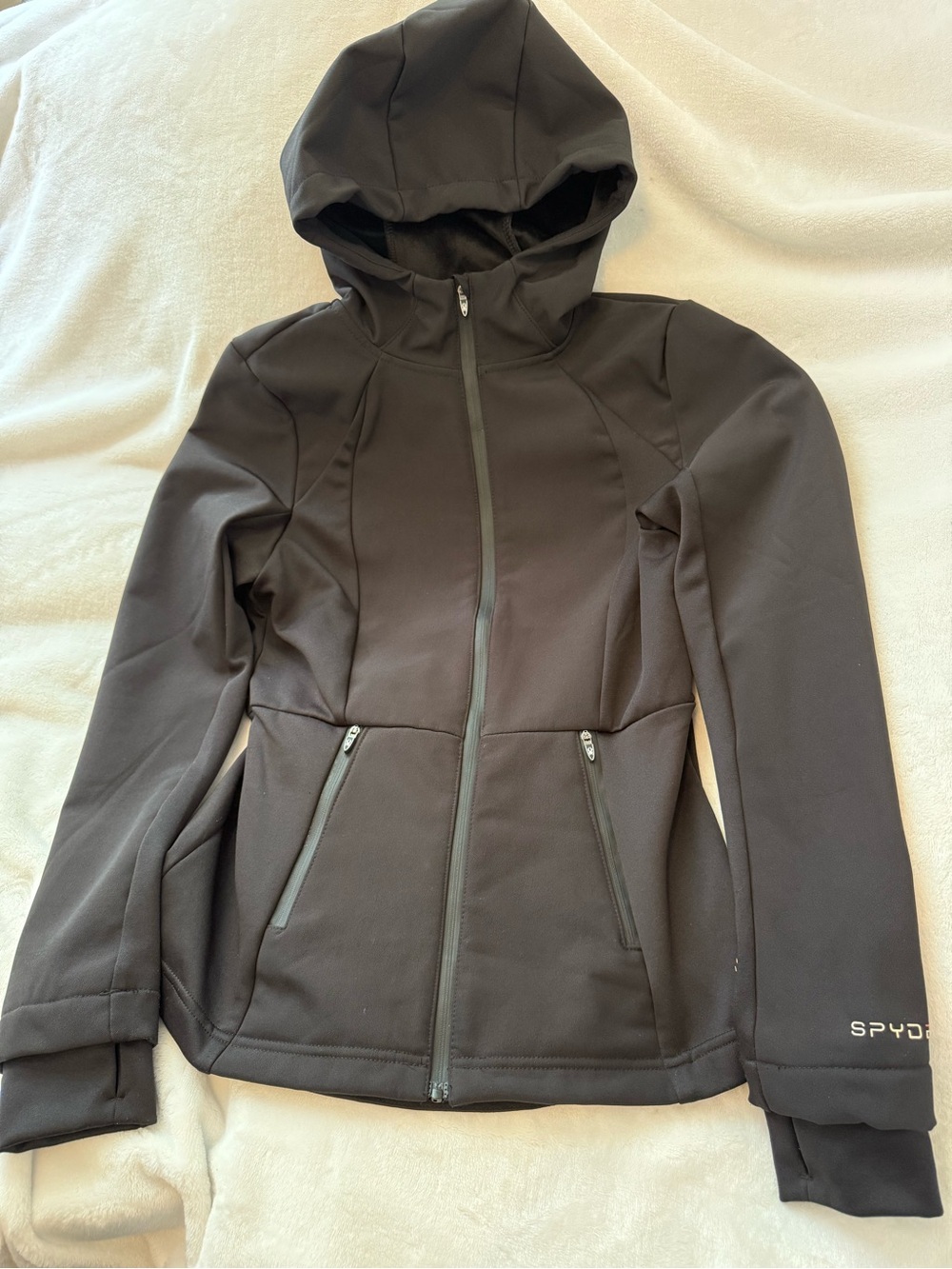 Spyder Black Hooded Utility Softshell Jacket